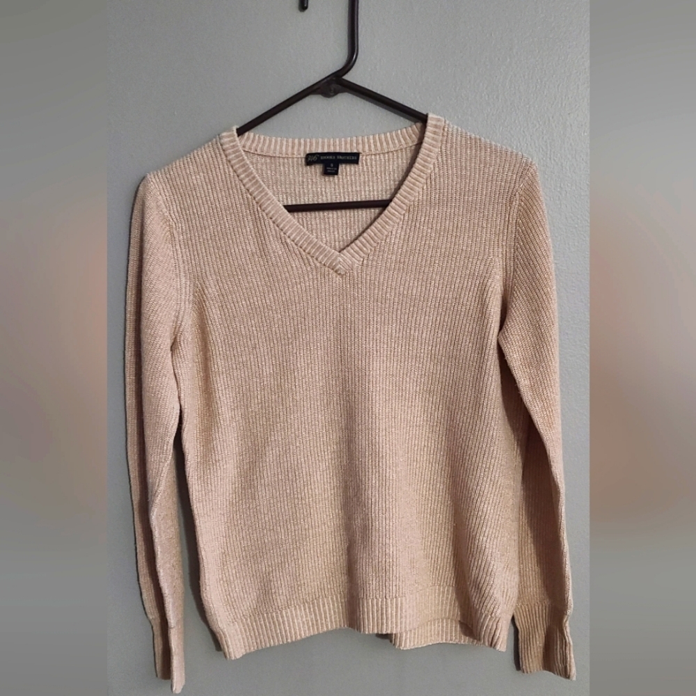 346 Brooks Brothers cream linen cotton blend‎ V neck sweater light-weight Small - Picture 6 of 10